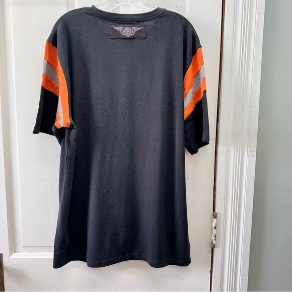 Harley Davidson Motorcycles short sleeve t shirt men's large black orange - Picture 3 of 4